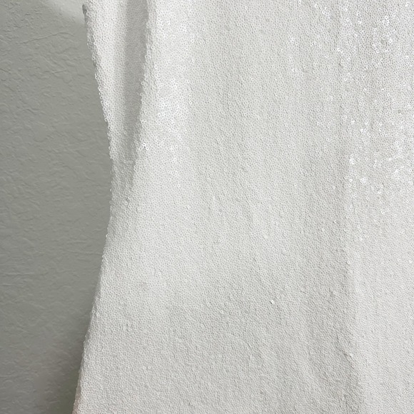 Commando Sequin Throughout Scoop Neck Mini Tank Dress White Large Bridal - Picture 2 of 11